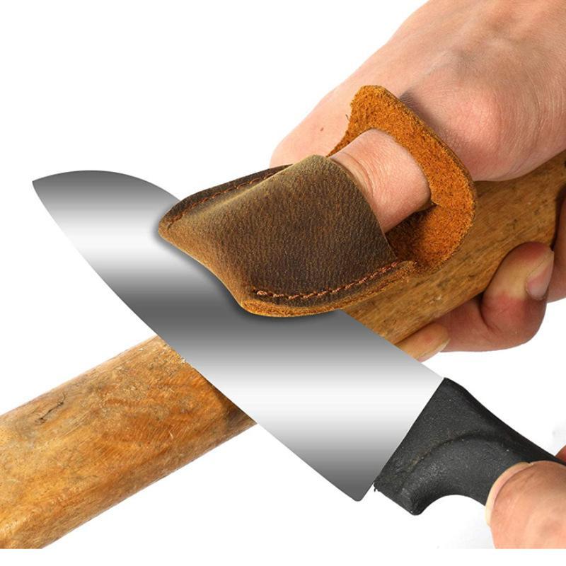 Woodworking Kitchen Projects - Cowhide Knife Sharpening Finger Guard Anti