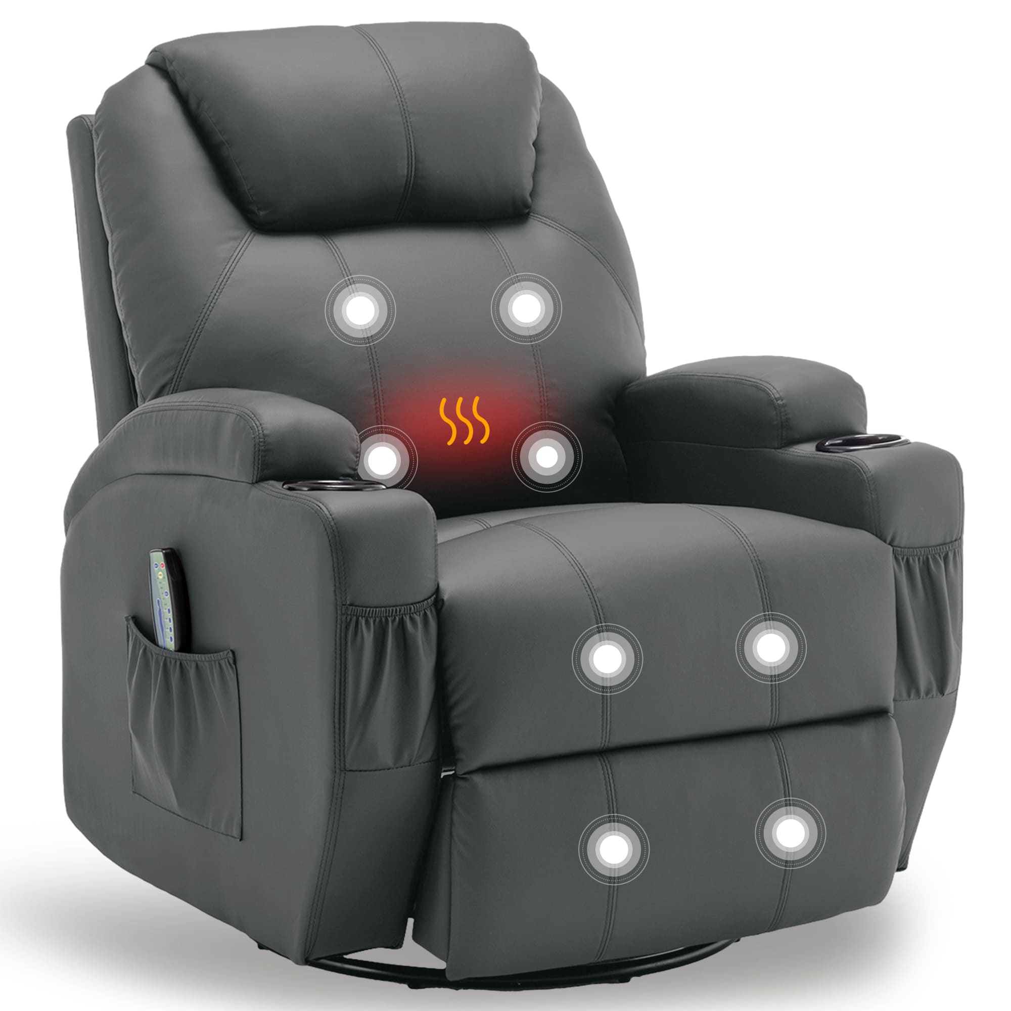 Woodworking Veneer - Recliner Chair with Massage and Heat,