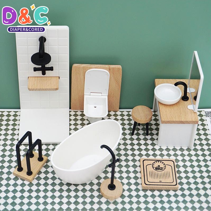 Woodworking Veneer - 1:6/1:12 Dollhouse Miniature Bathroom Set Shower