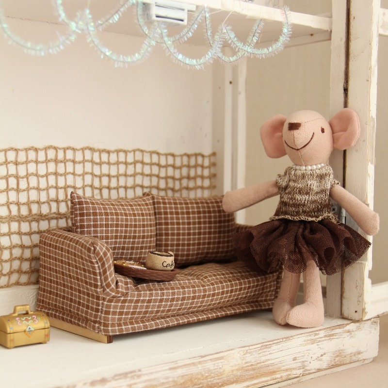 Vintage Miniature Sofa Plaid F - Woodworking Veneer 评论和价格