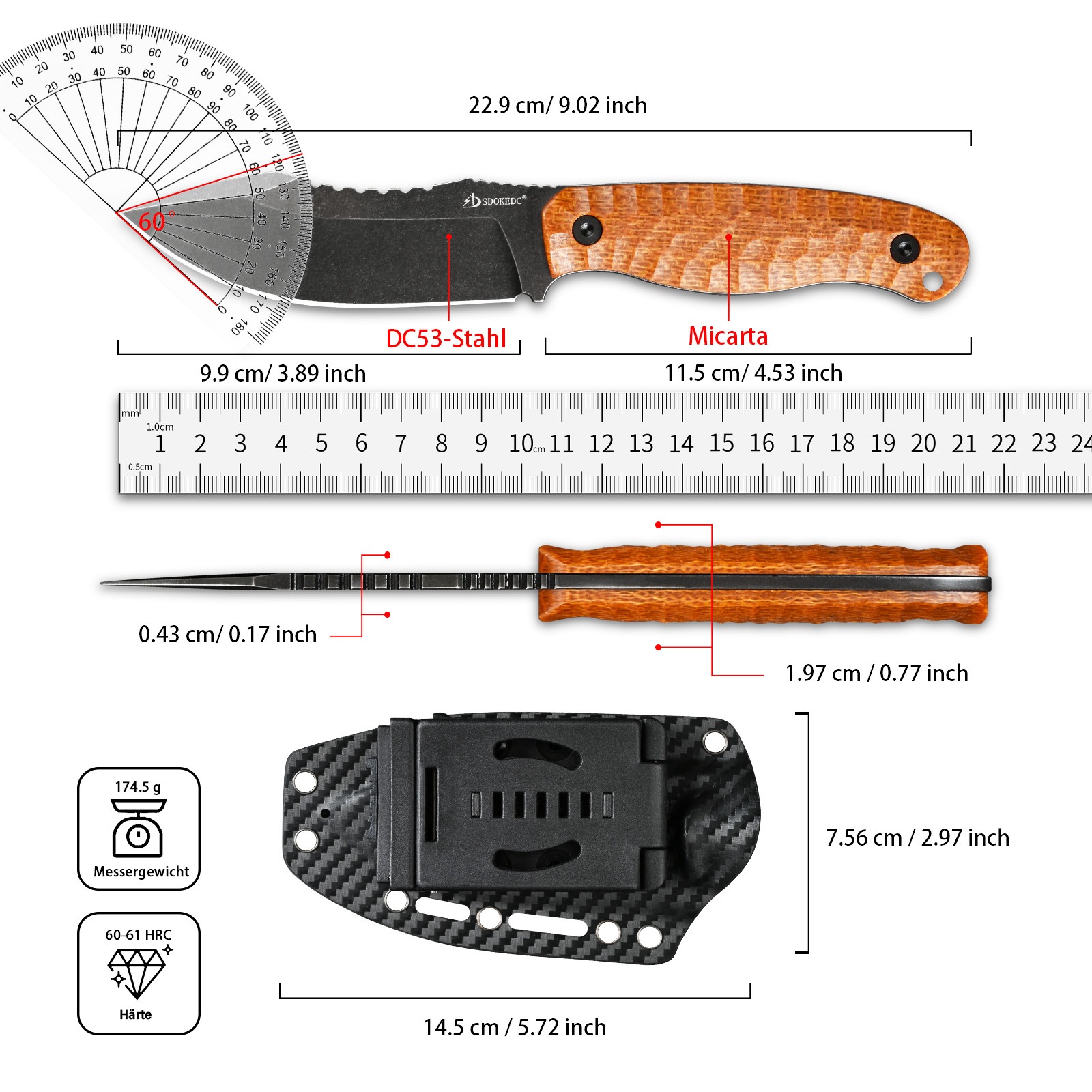 SDOKEDC DC53 Steel Utility Kni - Woodworking Gifts For Men 评论和价格