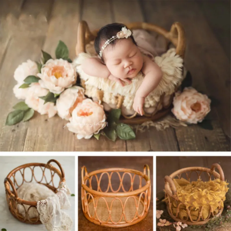 Baby Rattan Basket Newborn Pho - Woodworking Veneer 评论和价格