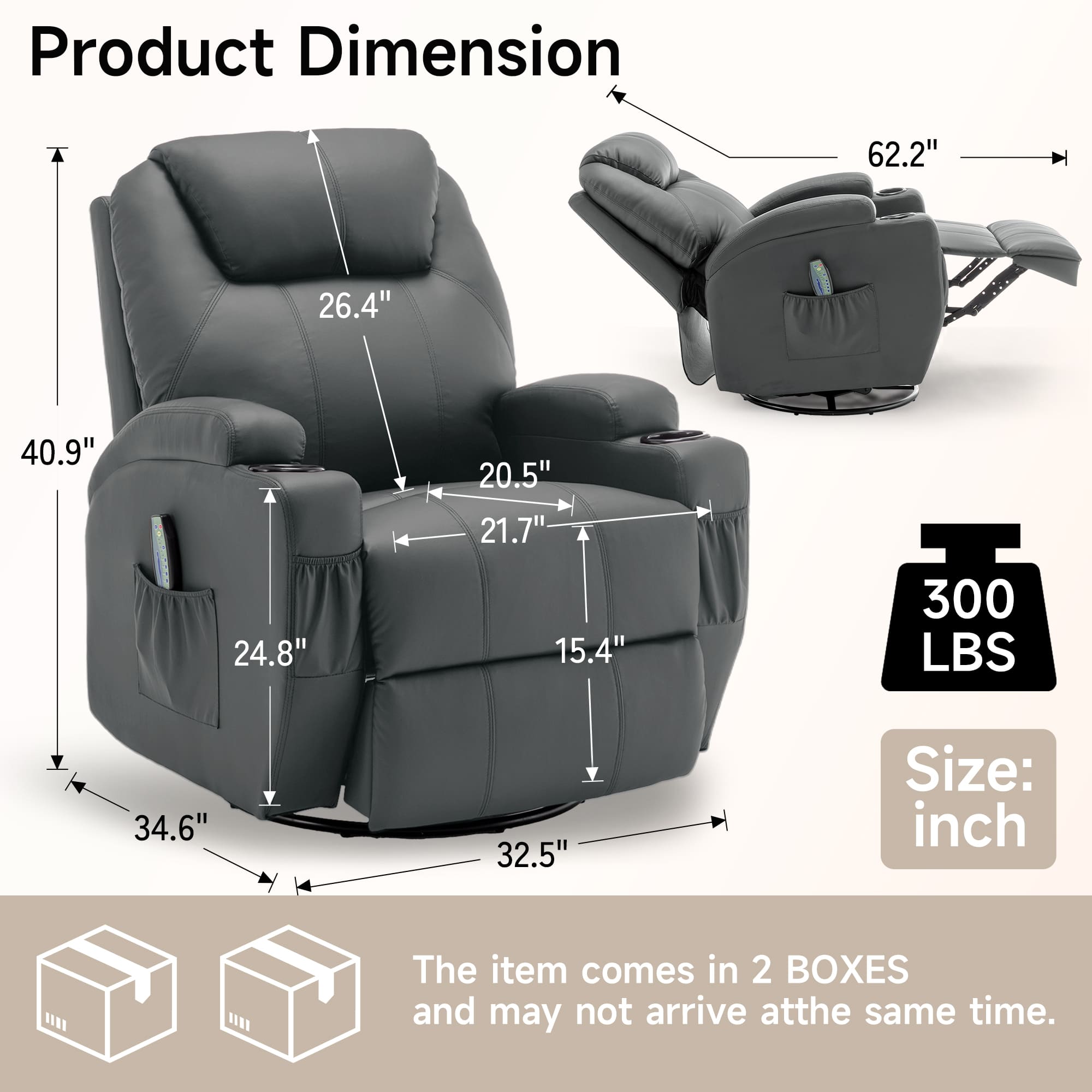 Recliner Chair with Massage an - Woodworking Veneer 评论和价格