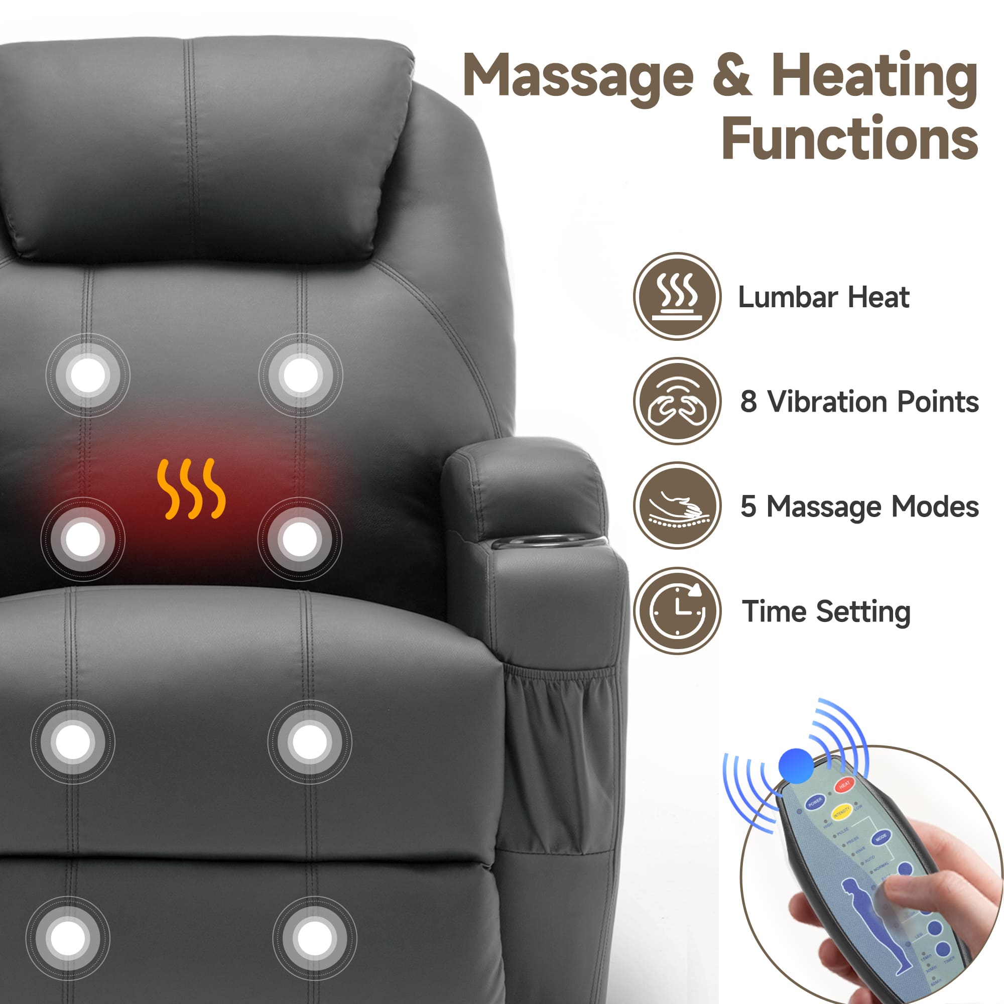 Recliner Chair with Massage an - Woodworking Veneer 评论和价格